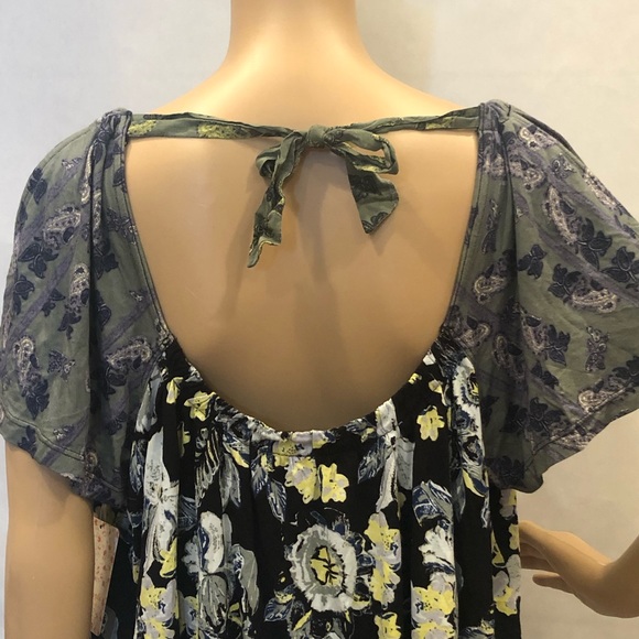 Free People black & green cold shoulder floral top - Picture 14 of 15